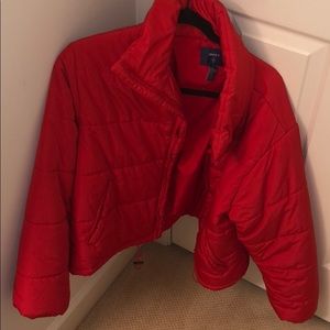 Red puffer jacket!